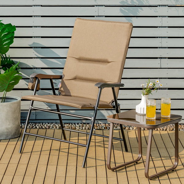 Outdoor padded folding chairs with deals arms